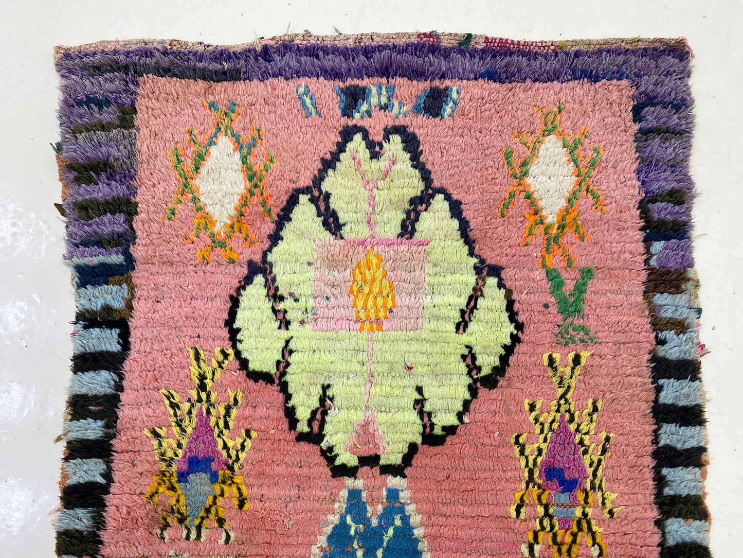 3x6 Colorful Berber Moroccan Runner Rug, Vintage Home Rug.