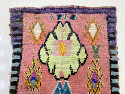 3x6 Colorful Berber Moroccan Runner Rug, Vintage Home Rug.