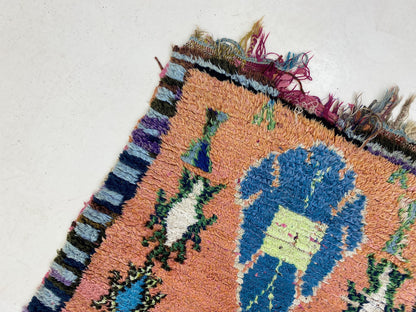 3x6 Colorful Berber Moroccan Runner Rug, Vintage Home Rug.