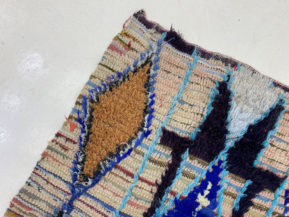 Moroccan Rug 3x8, Diamond Berber Runner Rug, Vintage Boho Runner.