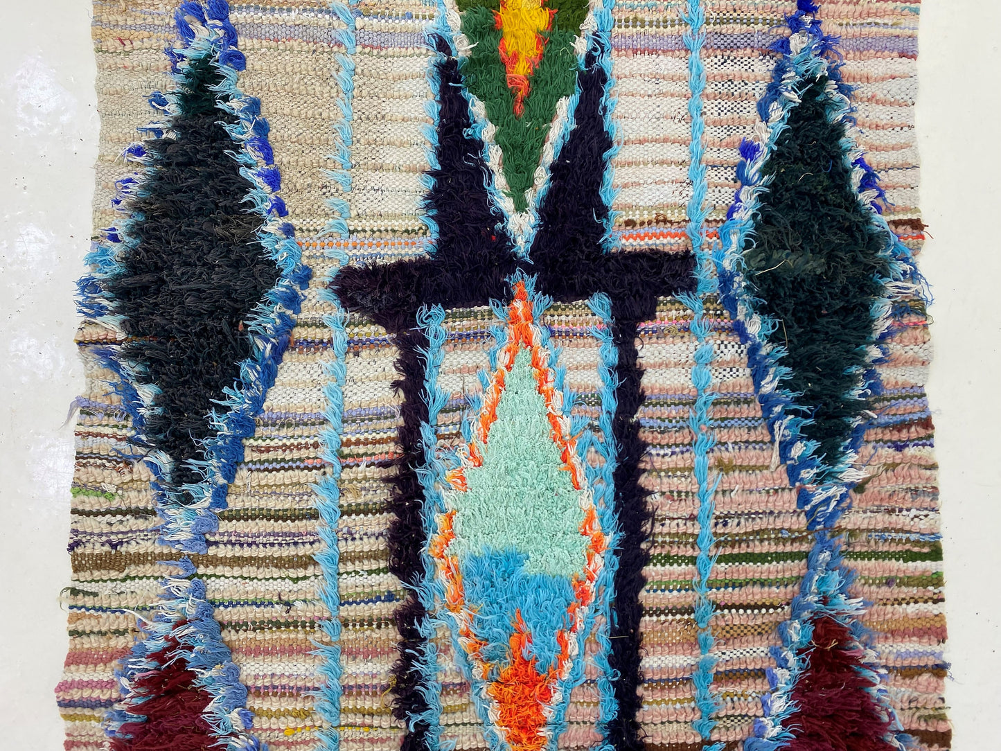 Moroccan Rug 3x8, Diamond Berber Runner Rug, Vintage Boho Runner.