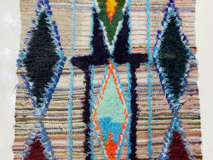 Moroccan Rug 3x8, Diamond Berber Runner Rug, Vintage Boho Runner.