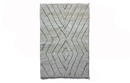Diamond White Moroccan Berber Rug, Handcrafted Unique Woven Area Rug.