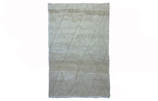 Solid White Diamond Rug. Handmade Moroccan Berber Bohemian Decor.