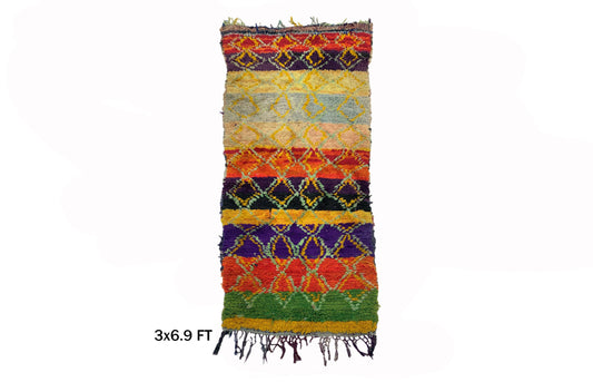 One-of-a-Kind Moroccan Rug 3x7, Vintage Runner for Your Home, Berber Moroccan Runner rug.