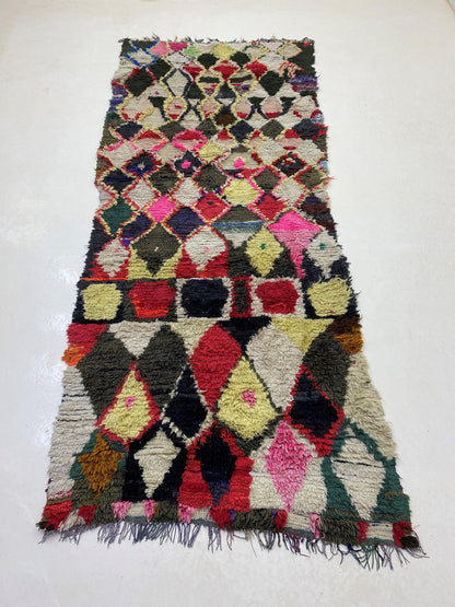 Moroccan Rug Runner, 4x9 Boho Vintage Home Decor Runner.