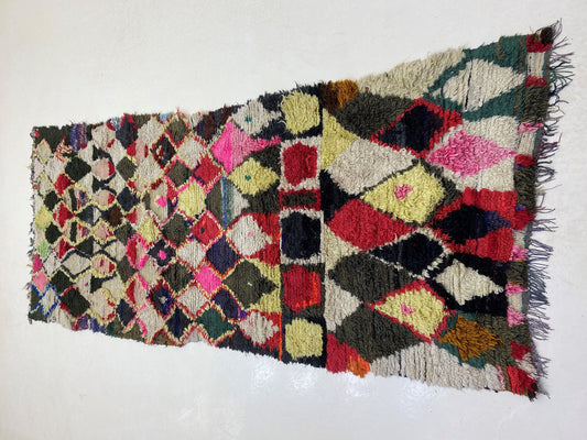 Moroccan Rug Runner, 4x9 Boho Vintage Home Decor Runner.