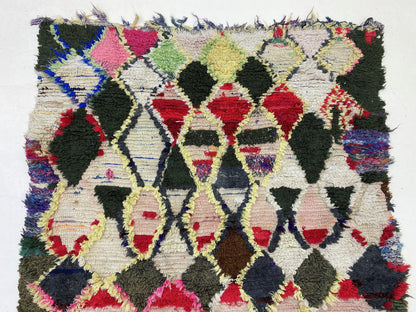 Moroccan Rug Runner, 4x9 Boho Vintage Home Decor Runner.