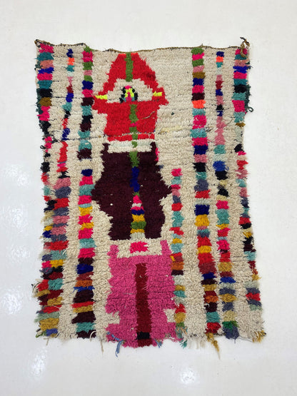 3x5 Colorful Moroccan Rug, Vintage Berber Decor Area Rug.