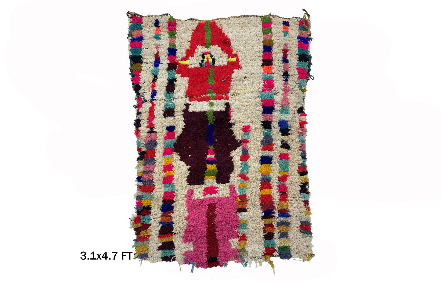 3x5 Colorful Moroccan Rug, Vintage Berber Decor Area Rug.