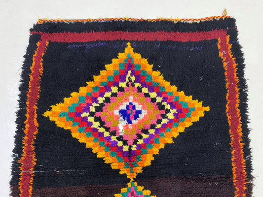 Vintage Bohemian Area Rug, Moroccan 4x7 Rug.