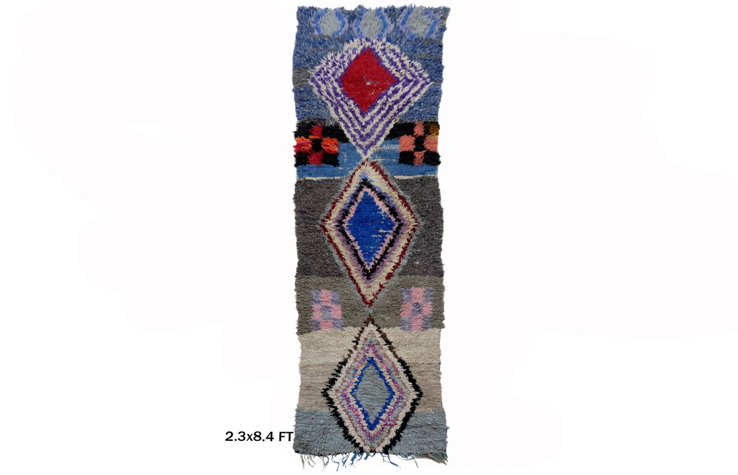 Narrow Moroccan Runner Rug, Unique Vintage 2x8 Rug Runner.