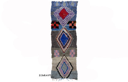 Narrow Moroccan Runner Rug, Unique Vintage 2x8 Rug Runner.