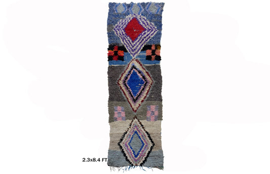 Narrow Moroccan Runner Rug, Unique Vintage 2x8 Rug Runner.