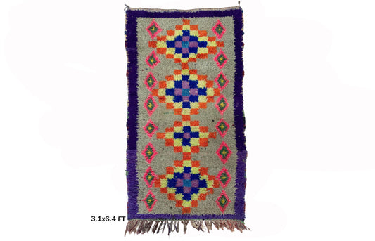 Small 3x6 Moroccan Rug, Vintage Home Decor Rug.