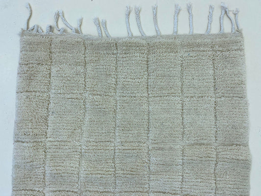 Handwoven Moroccan Berber Rug in Light Gray with Fringe, Unique Handmade Berber Rug, Home Decor Rug.