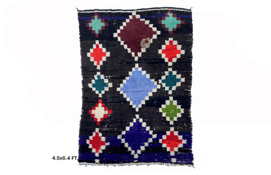 Moroccan rug, Vintage Diamond 4.5x6 Rug, Berber Area Rug.