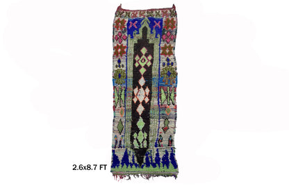 3x9 Vintage Moroccan Runner Rug, Berber Home Decor Rug.