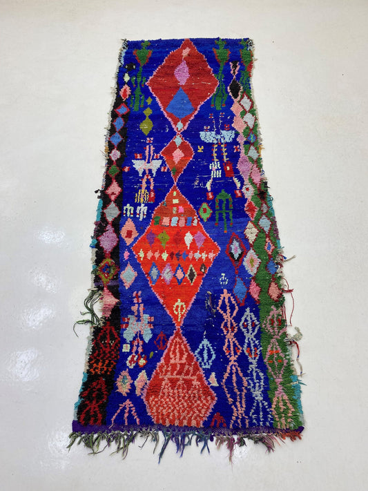 Used Vintage Moroccan Rug Runner, Authentic Berber Style Runner.