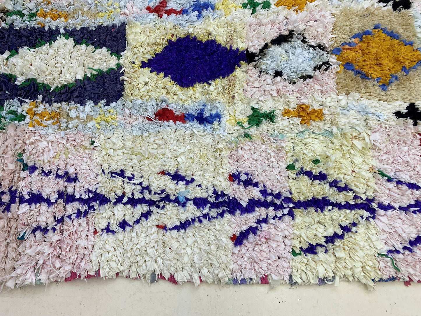 5x5 Moroccan Boucherouite Vintage Area Rug, Diamond Home Decor.