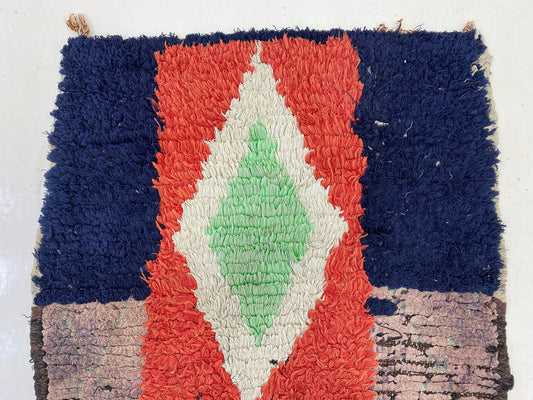 Moroccan Runner Rug, Vintage Colorful Diamond 2x6 Runner.