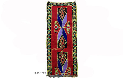 Narrow Moroccan Runner, Vintage Boho 8x3 Runner Rug.