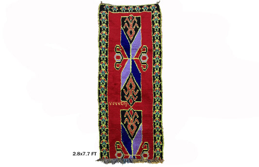 Narrow Moroccan Runner, Vintage Boho 8x3 Runner Rug.
