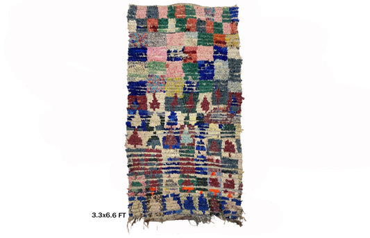 Boucherouite Runner, Vintage Boho Home Decor Runner, Colorful Moroccan Rug.