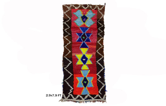Unique Berber 3x8 Runner, Colorful Moroccan Home Decor Rug.