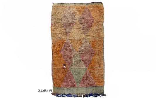 Small 3x5 Moroccan Rug, Vintage Berber Decor Wool Rug.