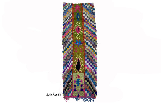 Geometric Moroccan Runner Rug, Vintage Boho 2x7 Rug Runner.