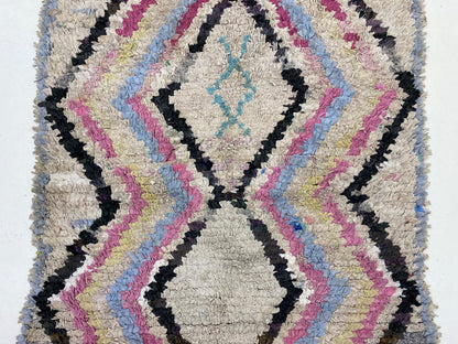 Moroccan Rug, 4x7 Berber Diamond Area Rug, Vintage Home decor Rug.