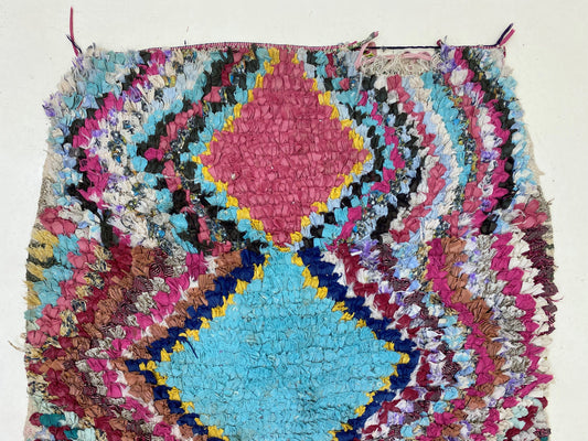 Vintage Colorful 3x6 Area Rug, Small Berber Moroccan Rug.