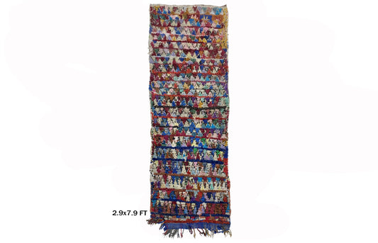 Geometric Vintage Boho Moroccan 3x8 Runner Rug, colorful Home Decor.