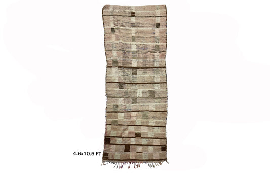 Minimalist Moroccan 5x10.5 Runner, Large Vintage Berber Rug Runner.