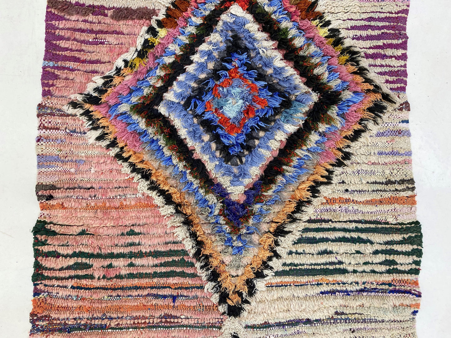 Narrow Berber Moroccan 3x9 Rug Runner, Long Worn Diamond Runner Rug.