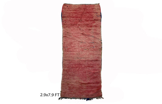 Vintage Faded Solid Red 8x3 Runner Rug, Minimalist Home Decor Rug Runner.