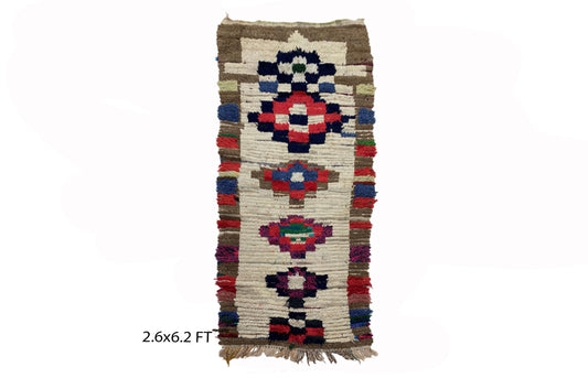 Bohemian Decor Colorful Area 3x6 Rug, Unique Vintage Moroccan Rug.