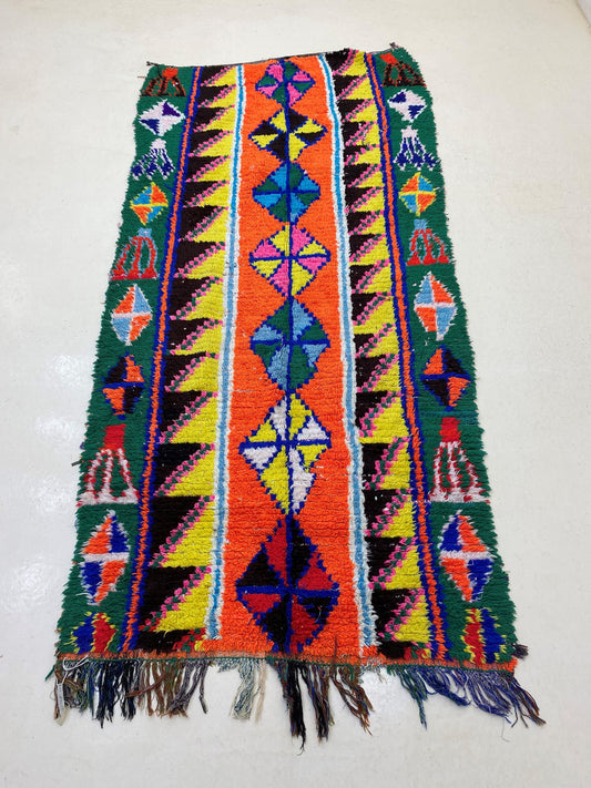 4x8 Colorful Berber Vintage Moroccan rug.