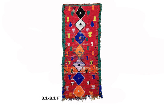 Unique Moroccan Runner, 3x8 Vintage Colorful Berber Rug Runner .