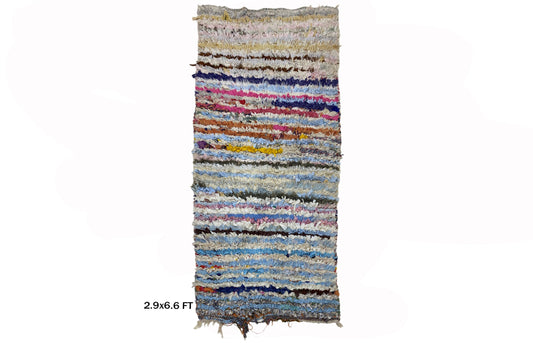 Boucherouite Moroccan Rug Runner, Entryway vintage 3x7 Runner Rug.