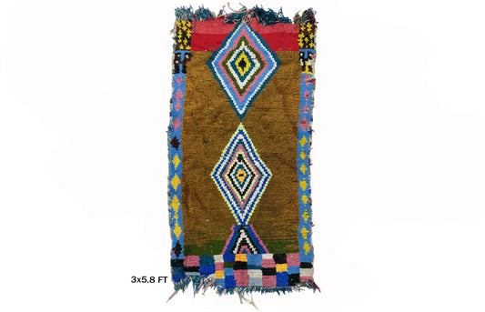 Vintage Moroccan 3x6 Rug Runner, Small Berber Style Rug Runner.