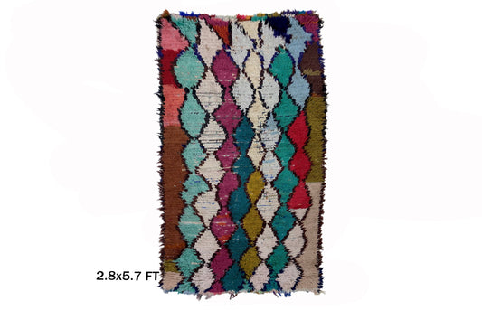 Moroccan 3x6 rug runner, colorful diamond runner.