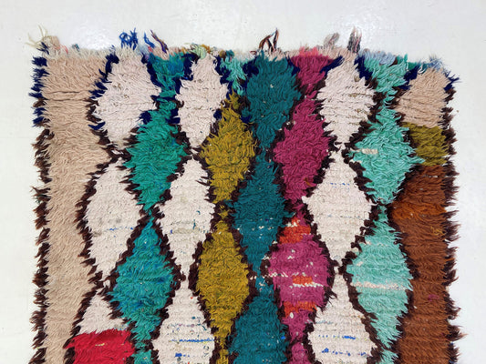 Moroccan 3x6 rug runner, colorful diamond runner.