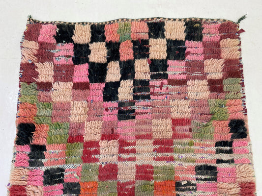 Checkered Moroccan colorful runner rug 3x9.