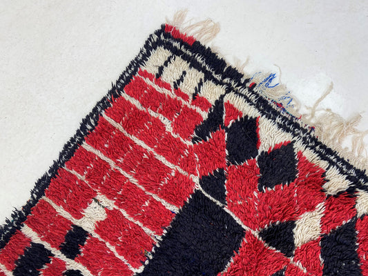 4x7 Moroccan Rug, Vintage Wool Area Rug.