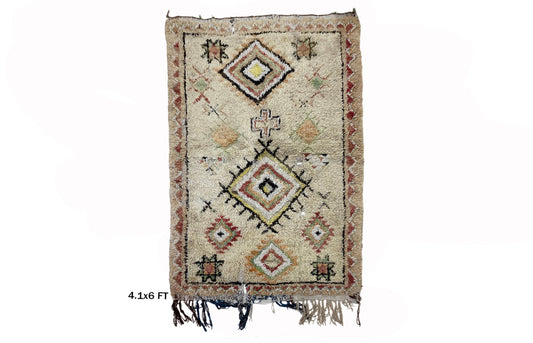 Moroccan 4x6 Rug, Diamond Vintage Area Rug, Berber Home decor.