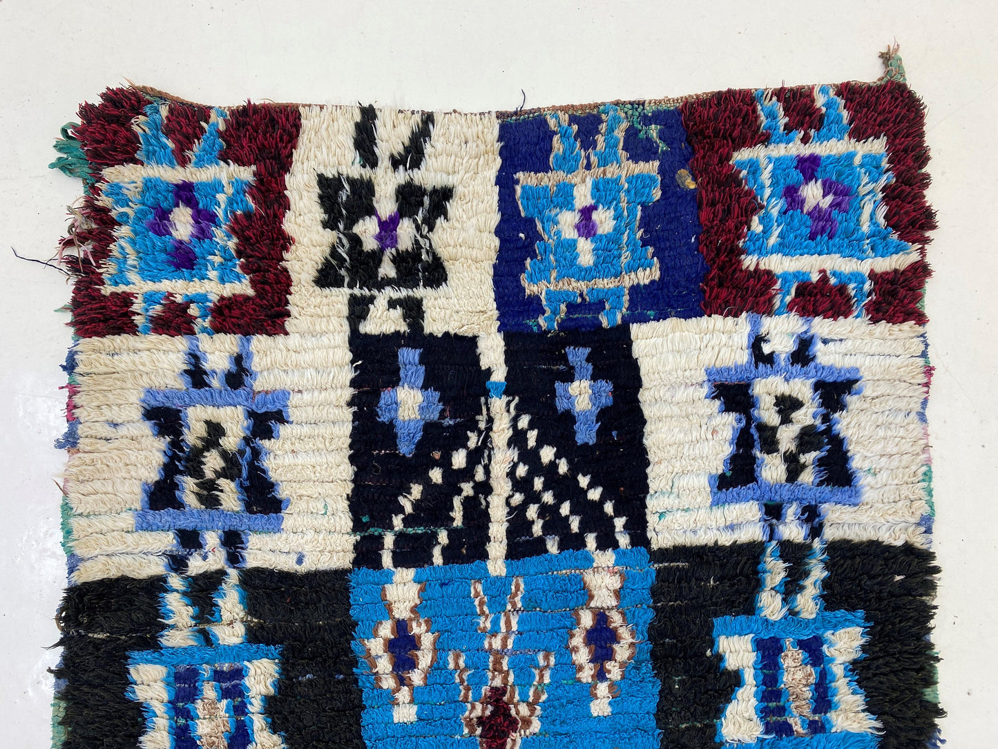 3x7 Unique Vintage Moroccan Runner Rug.