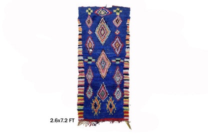 3x7 Colorful Moroccan Runner Rug, Vintage Boho Style.