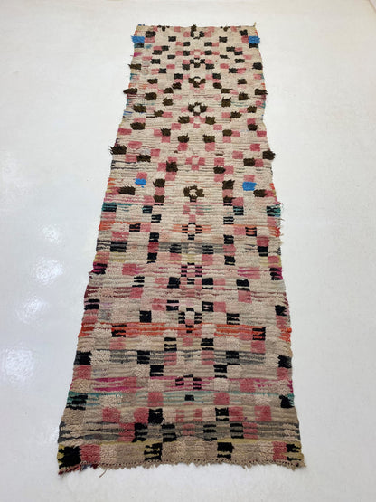 Moroccan Runner Rug 3x10, Vintage Berber Design Rug.